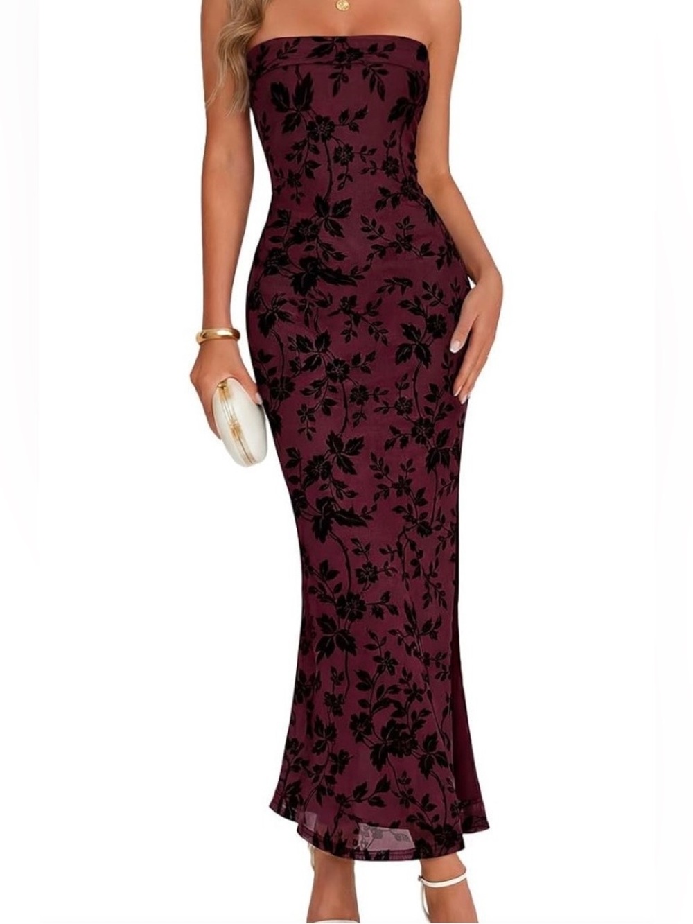Velvet Burnout Strapless Dress